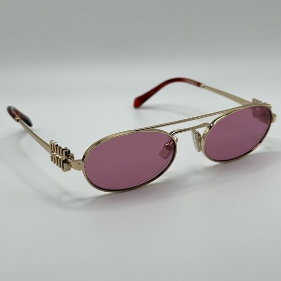 BRAND NEW MIU MIU MU54ZS ZVN50D Pale Gold/Dark Pink Mirror Women Sunglasses